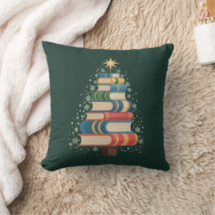 Christmas Teacher Books Tree Xmas Reading Holiday Cushion