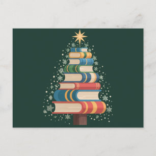 Christmas Teacher Books Tree Xmas Reading Holiday Postcard