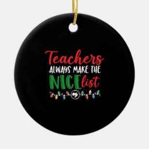 Christmas teacher, christmas nice list ceramic tree decoration