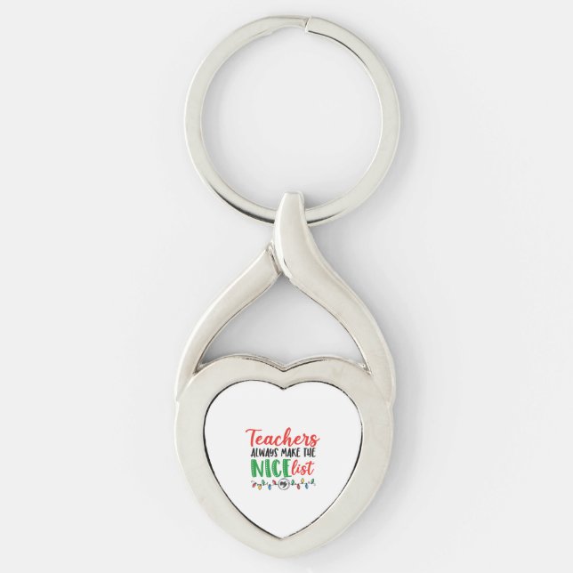 Christmas teacher, christmas nice list key ring (Front)