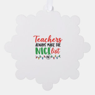 Christmas teacher, christmas nice list tree decoration card