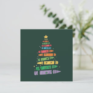 Christmas Teacher Crayon Tree Cute Xmas Lights  Invitation