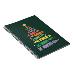 Christmas Teacher Crayon Tree Cute Xmas Lights  Notebook