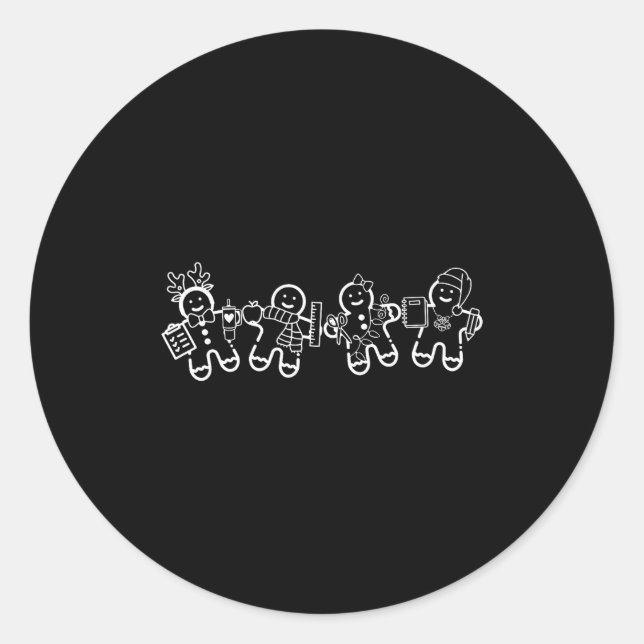 Christmas Teacher Cute Gingerbread Cookies Funny H Classic Round Sticker (Front)