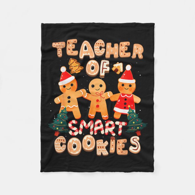 Christmas Teacher Cute Gingerbread Cookies Funny H Fleece Blanket (Front)