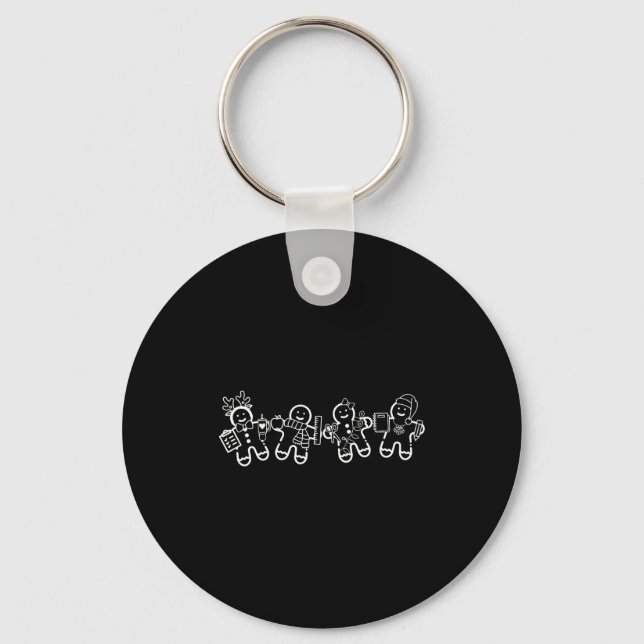 Christmas Teacher Cute Gingerbread Cookies Funny H Key Ring (Front)