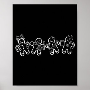 Christmas Teacher Cute Gingerbread Cookies Funny H Poster