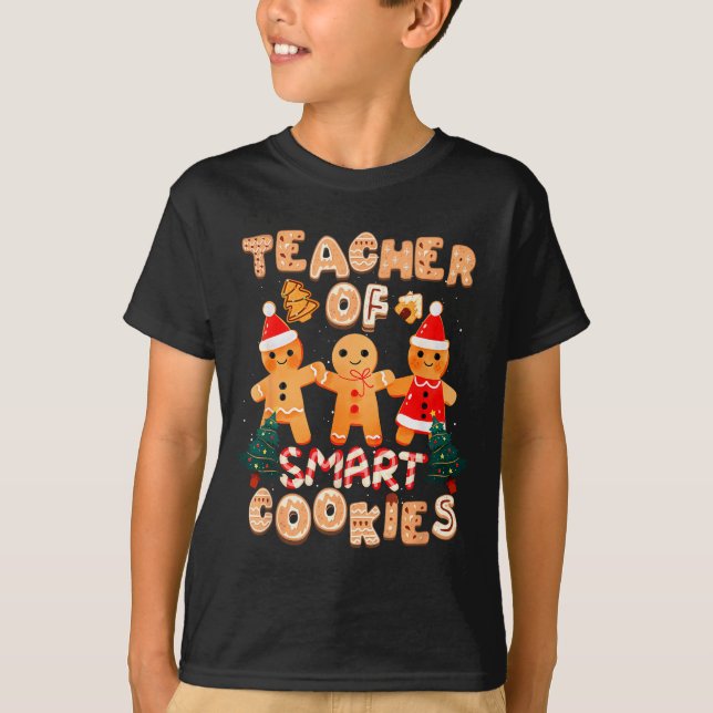 Christmas Teacher Cute Gingerbread Cookies Funny H T-Shirt (Front)