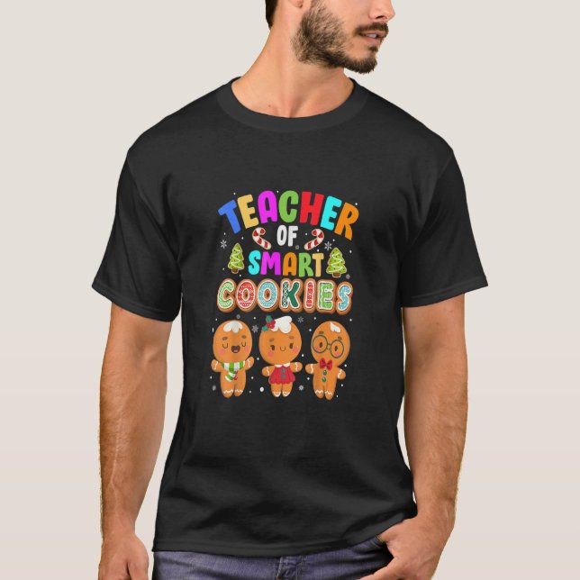 Christmas Teacher Cute Gingerbread Cookies Men Wom T-Shirt (Front)