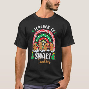 Christmas Teacher Cute Gingerbread Cookies Rainbow T-Shirt