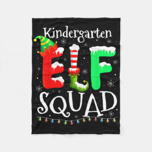 Christmas Teacher Kindergarten Elf Squad Lights Fleece Blanket