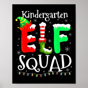 Christmas Teacher Kindergarten Elf Squad Lights Poster