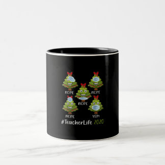 Christmas Teacher Life 2020 Tree Wearing Mask Gift Two-Tone Coffee Mug