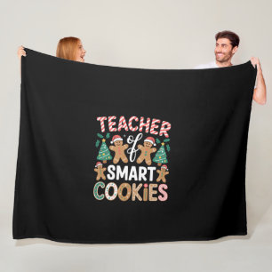 Christmas Teacher Of Smart Cookies Gingerbread Fleece Blanket