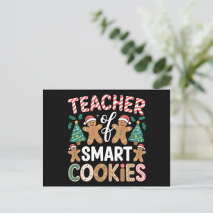 Christmas Teacher Of Smart Cookies Gingerbread  Holiday Postcard