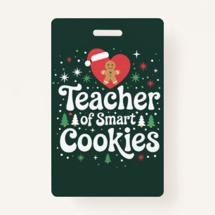 Christmas Teacher Of Smart Cookies ID Badge