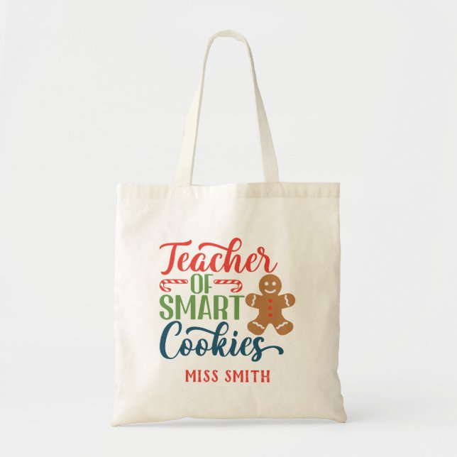 Christmas Teacher Personalised Gift Tote Bag (Front)