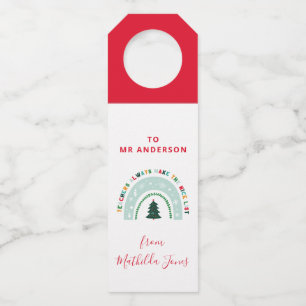 Christmas teacher rainbow nice list cute gift bottle tag