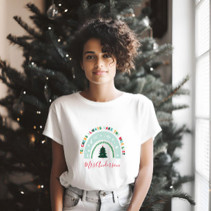 Christmas teacher rainbow nice list cute gift T-Shirt