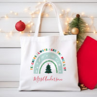 Christmas teacher rainbow nice list cute gift