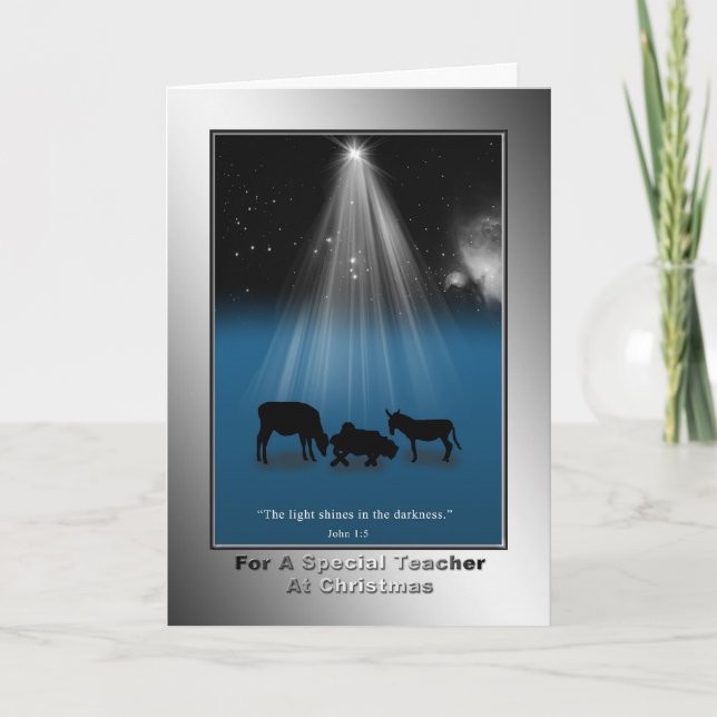 Christmas, Teacher, Religious, Nativity, Card (Front)