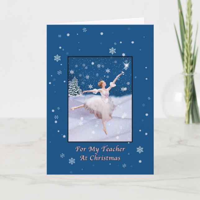 Christmas, Teacher, Snow Queen Ballerina Card (Front)