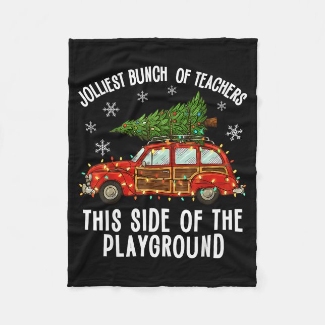 Christmas Teacher Squad Festive Car Tree Lights Xm Fleece Blanket (Front)