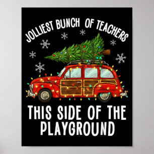 Christmas Teacher Squad Festive Car Tree Lights Xm Poster