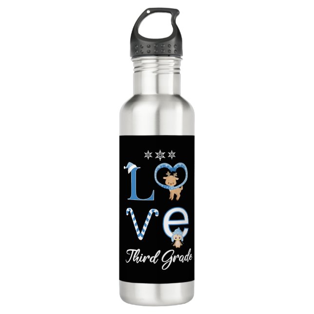 Christmas Teacher Student Holiday Gift Love Third  710 Ml Water Bottle (Front)