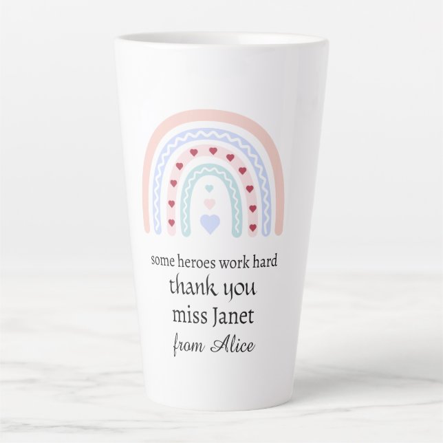 Christmas Teacher Thank You personalised Hero Gift Latte Mug (Front)