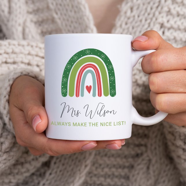 Christmas Teachers Rainbow Nice List Coffee Mug (Christmas Teachers Rainbow Nice List Coffee Mug)