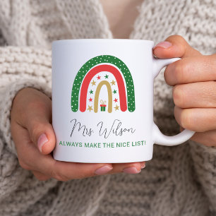 Christmas Teachers Rainbow Nice List Coffee Mug