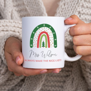 Christmas Teachers Rainbow Nice List Coffee Mug