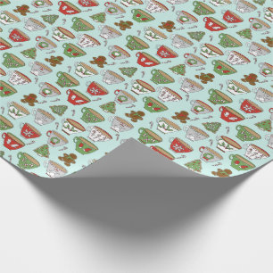 Christmas Teacups Holiday mint Wrapping Paper