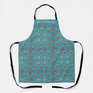 Christmas Teal Personalised Snowflake pattern Apron