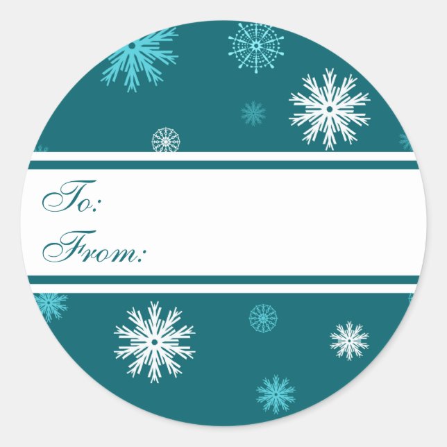Christmas Teal White Snow Gift Tags (Front)
