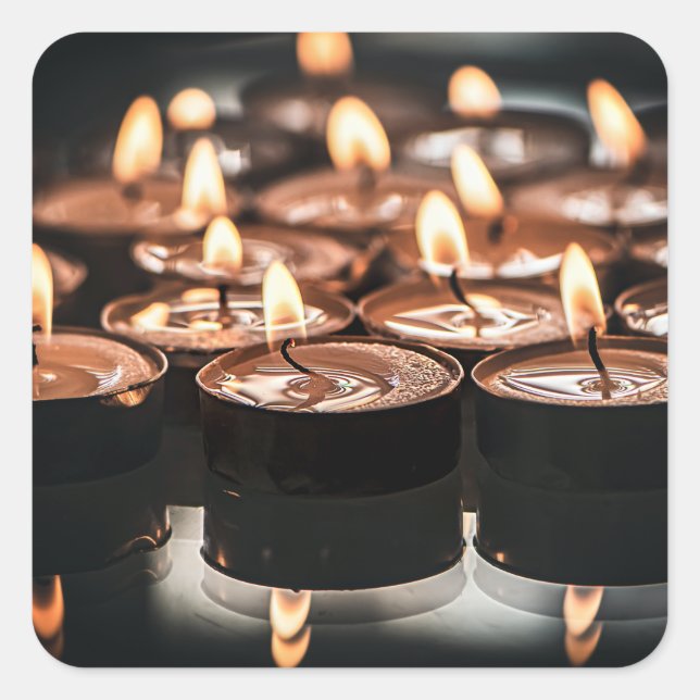 Christmas Tealight Candlelight Square Sticker (Front)