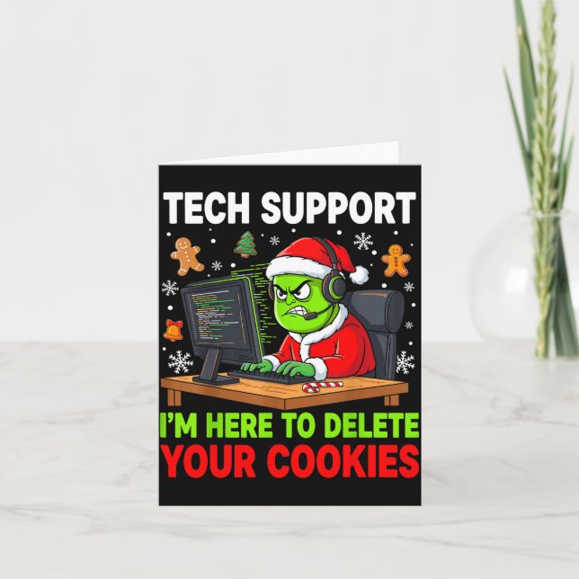 Christmas Tech Suprt Here To Delete Cookies Holida Card (Front)