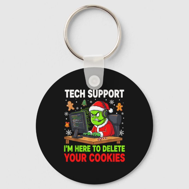 Christmas Tech Suprt Here To Delete Cookies Holida Key Ring (Front)