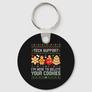 Christmas Tech Suprt Here To Delete Cookies Ugly X Key Ring