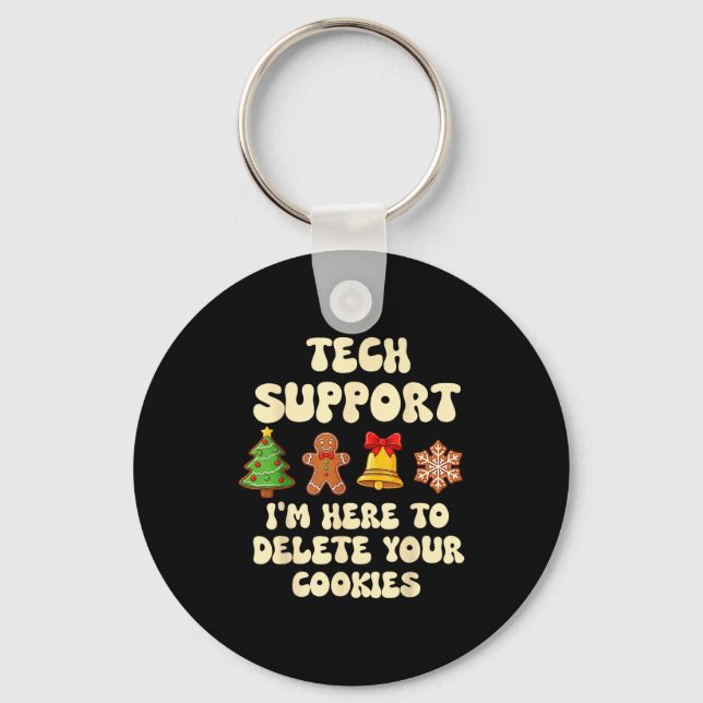 Christmas Tech Suprt Here To Delete Cookies Xmas G Key Ring (Front)