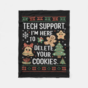 Christmas Tech Suprt Here To Delete Cookies Xmas M Fleece Blanket