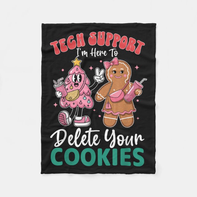 Christmas Tech-suprt Here To Delete Cookies Xmas M Fleece Blanket (Front)