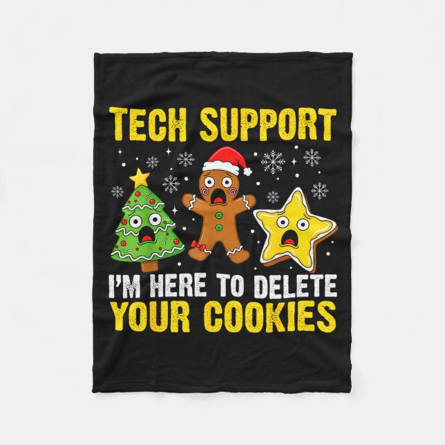 Christmas Tech Suprt Here To Delete Cookies Xmas M Fleece Blanket (Front)