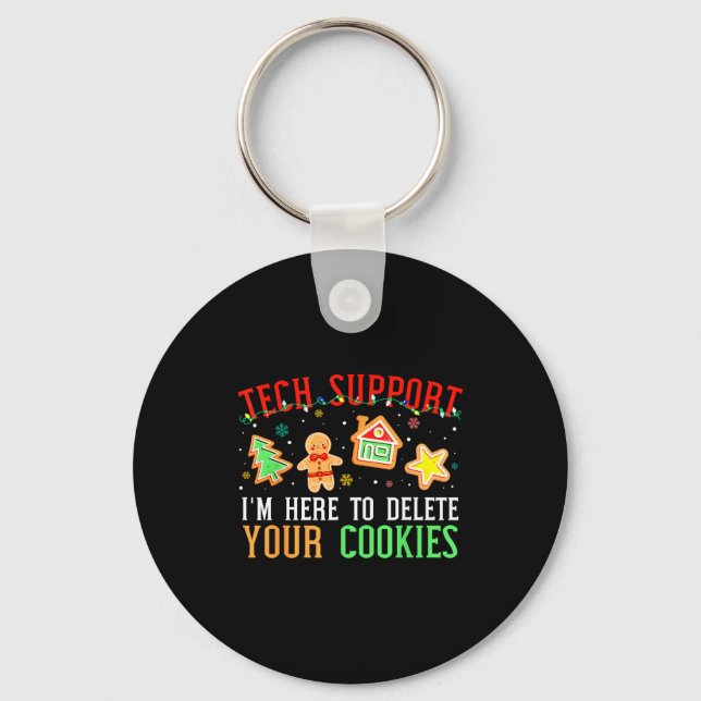 Christmas Tech Suprt Here To Delete Cookies Xmas M Key Ring (Front)