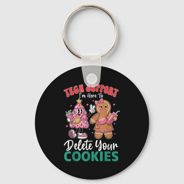 Christmas Tech-suprt Here To Delete Cookies Xmas M Key Ring (Front)