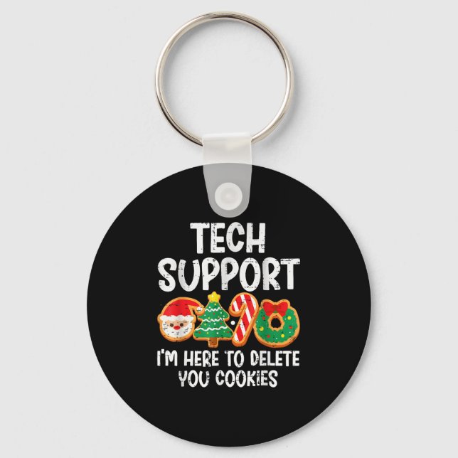 Christmas Tech Suprt Here To Delete Cookies Xmas M Key Ring (Front)