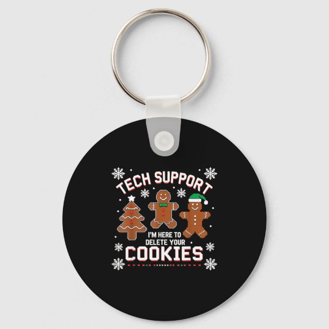 Christmas Tech Suprt Here To Delete Cookies Xmas M Key Ring (Front)