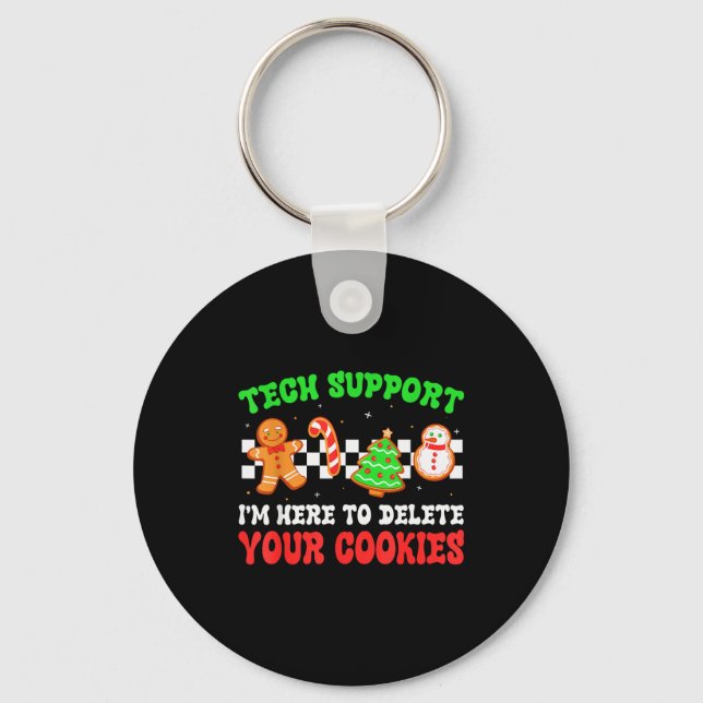 Christmas Tech Suprt Here To Delete Cookies Xmas M Key Ring (Front)