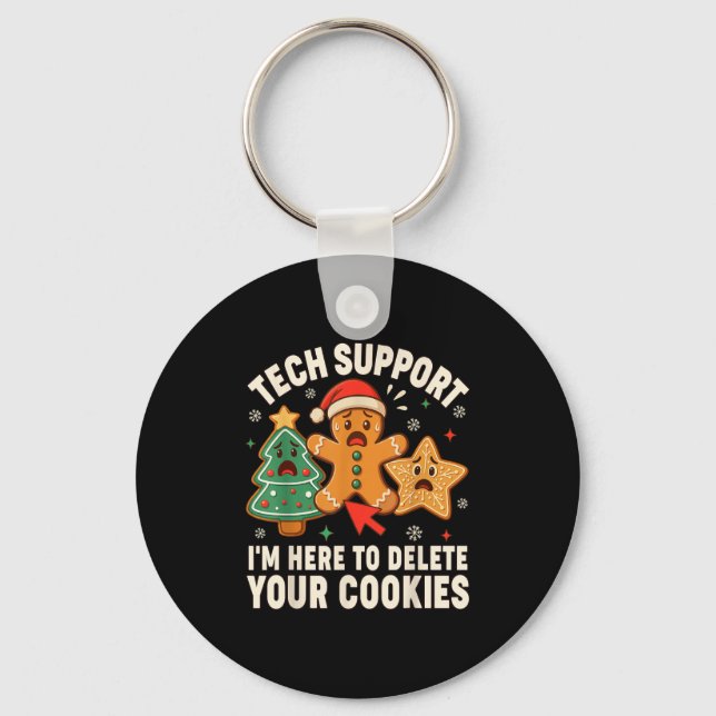 Christmas Tech Suprt Here To Delete Cookies Xmas M Key Ring (Front)